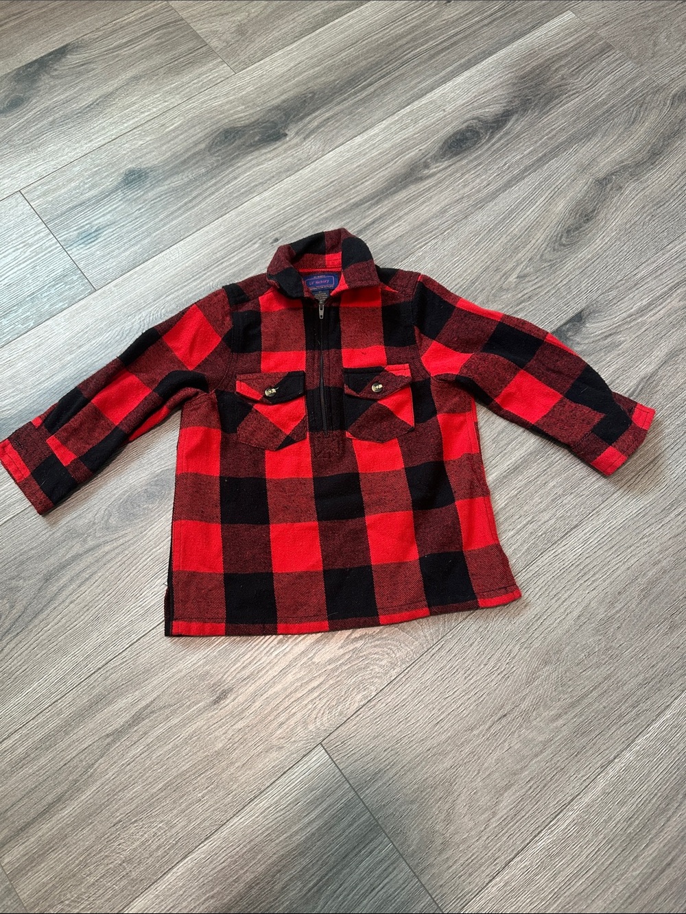 Kids Red & Black Plaid Lil Hickory Pulover Hoodie Shirt